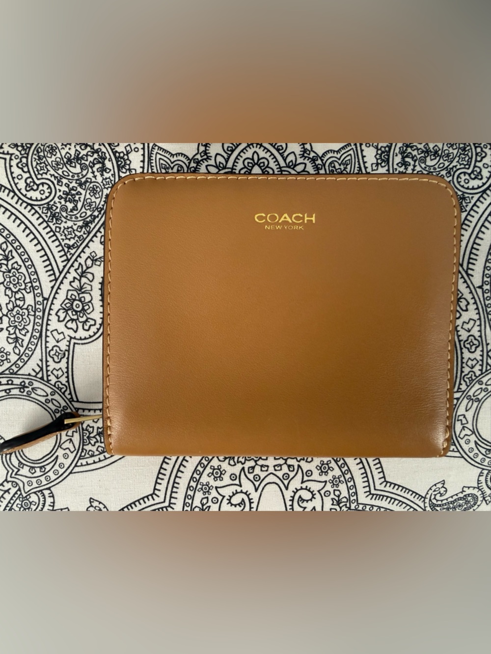 Coach Small Zip Wallet in Saddle Brown with Gold Logo